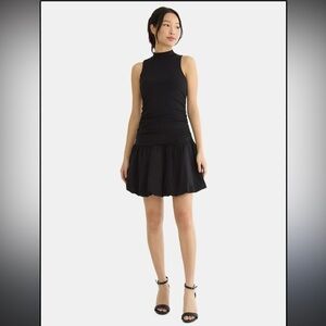 Elegant Black Sleeveless Mock Neck Bubble Dress  Black Tie Wedding